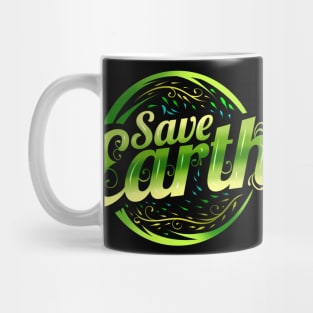 Logo Save Earth With Green Plants Asian Style For Earth Day Mug